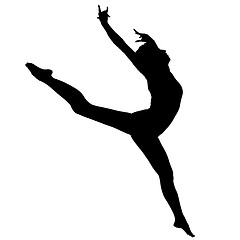 Image showing Black silhouette the ballerina on a white background