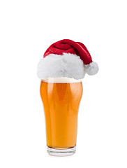 Image showing Santa Claus hat with beer