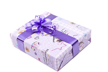 Image showing  gift box with big bow ribbon