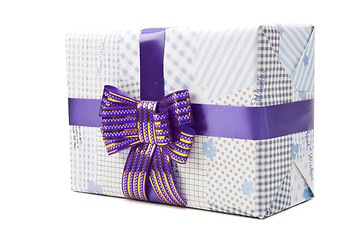 Image showing  gift box with big bow ribbon