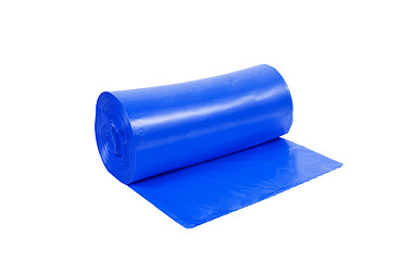 Image showing roll of blue garbage bags