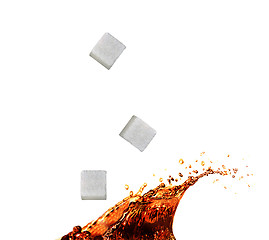 Image showing Tea splash with sugar cube