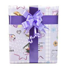 Image showing  gift box with big bow ribbon