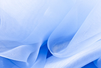 Image showing close up of blue silk textured