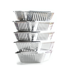 Image showing Stack Of Foil Take Away Containers