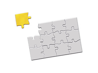 Image showing Jigsaw puzzle with a missing golden piece to complete