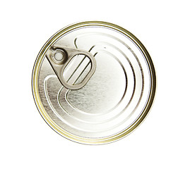 Image showing Top of an unopened soda can on a white background
