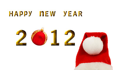 Image showing Christmas themed 2012 with christmas bauble and santa claus hat