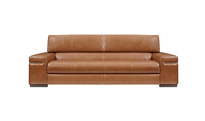 Image showing brown leather sofa isolated