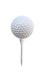 Image showing Golf ball on a tee isolated on white