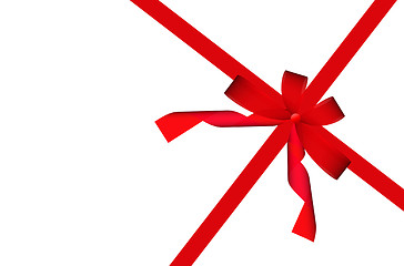 Image showing Gift red ribbon and bow isolated on white