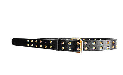 Image showing stylish black leather belt