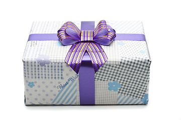 Image showing  gift box with big bow ribbon