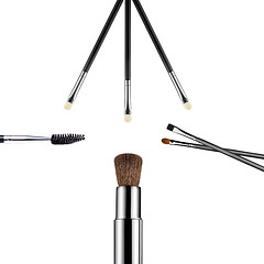 Image showing Set of professional makeup brushes