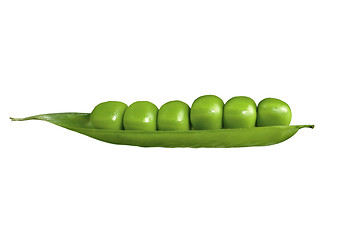 Image showing fresh green peas isolated on a white background