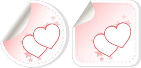 Image showing set of two love valentines heart label. sticker vector