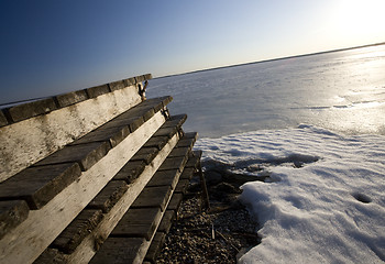 Image showing Winter Dock at Lake