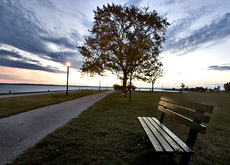 Image showing Bench and Street Light