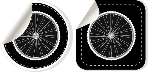 Image showing vector white bike wheel sticker set