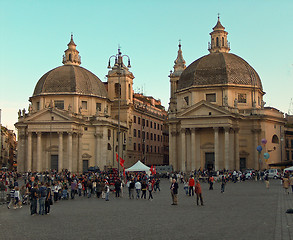 Image showing The twin churches of Piazza del Popolo - Rome, Italy