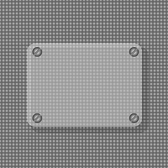 Image showing Transparent glass convex frame with metal studs background