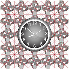 Image showing Abstract background pattern with modern wall clock