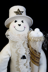 Image showing snow man with snow balls and hat