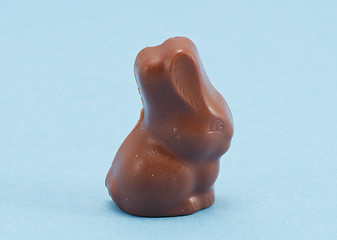 Image showing Chocolate bunny Easter symbol on blue background 