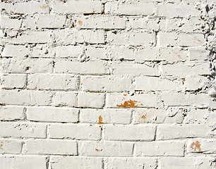Image showing Background red brick wall painted white paint 