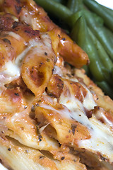 Image showing baked ziti and green beans