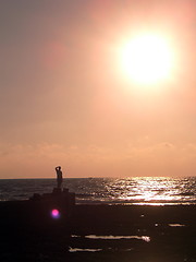 Image showing silouette watching cypriot sunset