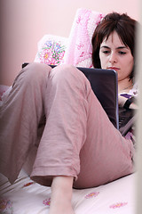 Image showing Young woman with laptop 