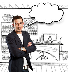 Image showing Business Man With Speech Bubble