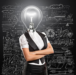 Image showing Lamp Head Business Woman