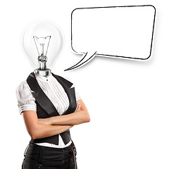 Image showing Lamp Head Business Woman With Speech Bubble