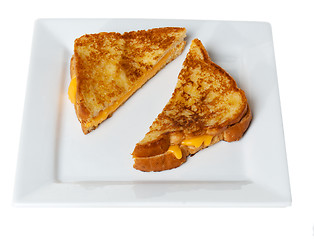 Image showing Grilled Cheese Sandwich on white plate