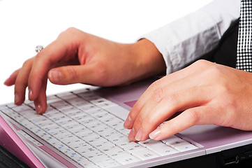 Image showing woman's  hands on laptop