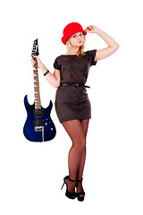 Image showing Pretty girl with electric guitar