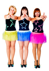 Image showing Three pretty girls dancing