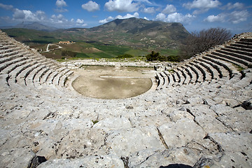 Image showing ancient Greek theatre, Segesta village, Sicily, Italy