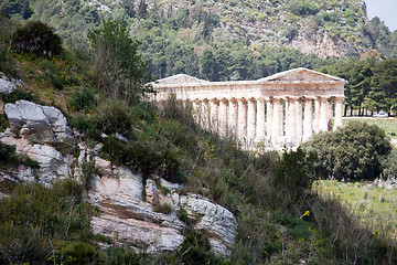 Image showing mountain landscape with ancient Greek temple 