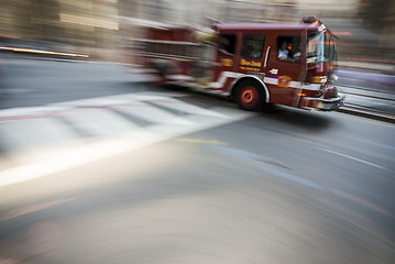 Image showing Boston fire truck high speed