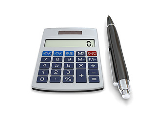 Image showing Calculator and pen