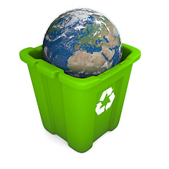 Image showing Earth in recycle bin