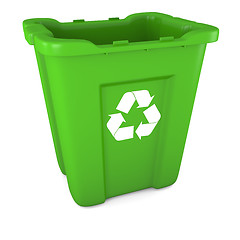 Image showing Green plastic recycle bin