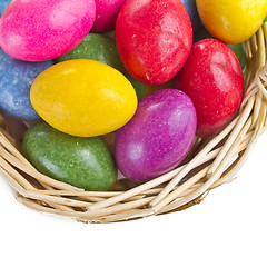 Image showing colorful easter eggs in basket