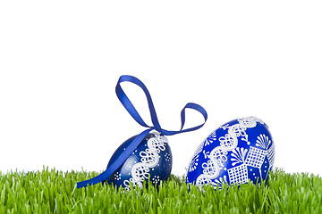 Image showing easter eggs in grass