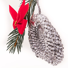 Image showing decorated Christmas tree branch