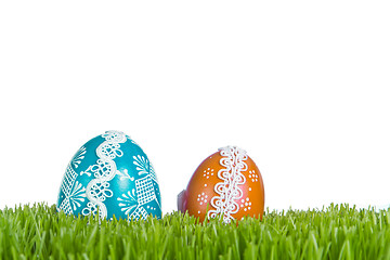 Image showing easter eggs in grass