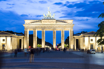 Image showing Brandenburg Gate Berlin Germany night lights scene